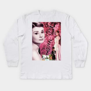 Pink Audrey Kids Long Sleeve T-Shirt